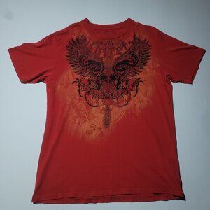 Aggravated Mentality White Tag Graphic Spirits Conquer Red Shirt Size XL